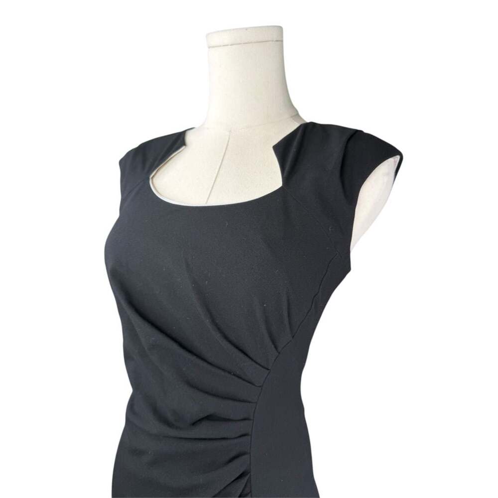 Calvin Klein Black Ruched Side Sheath Sleeveless Midi Dress Size 2 - Picture 3 of 5